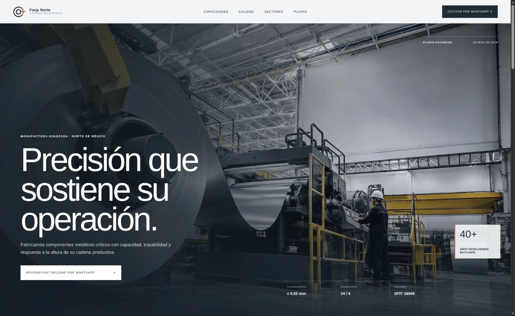 Diseño Industrial / B2B: vista de escritorio de Forja Norte